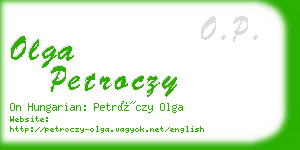 olga petroczy business card